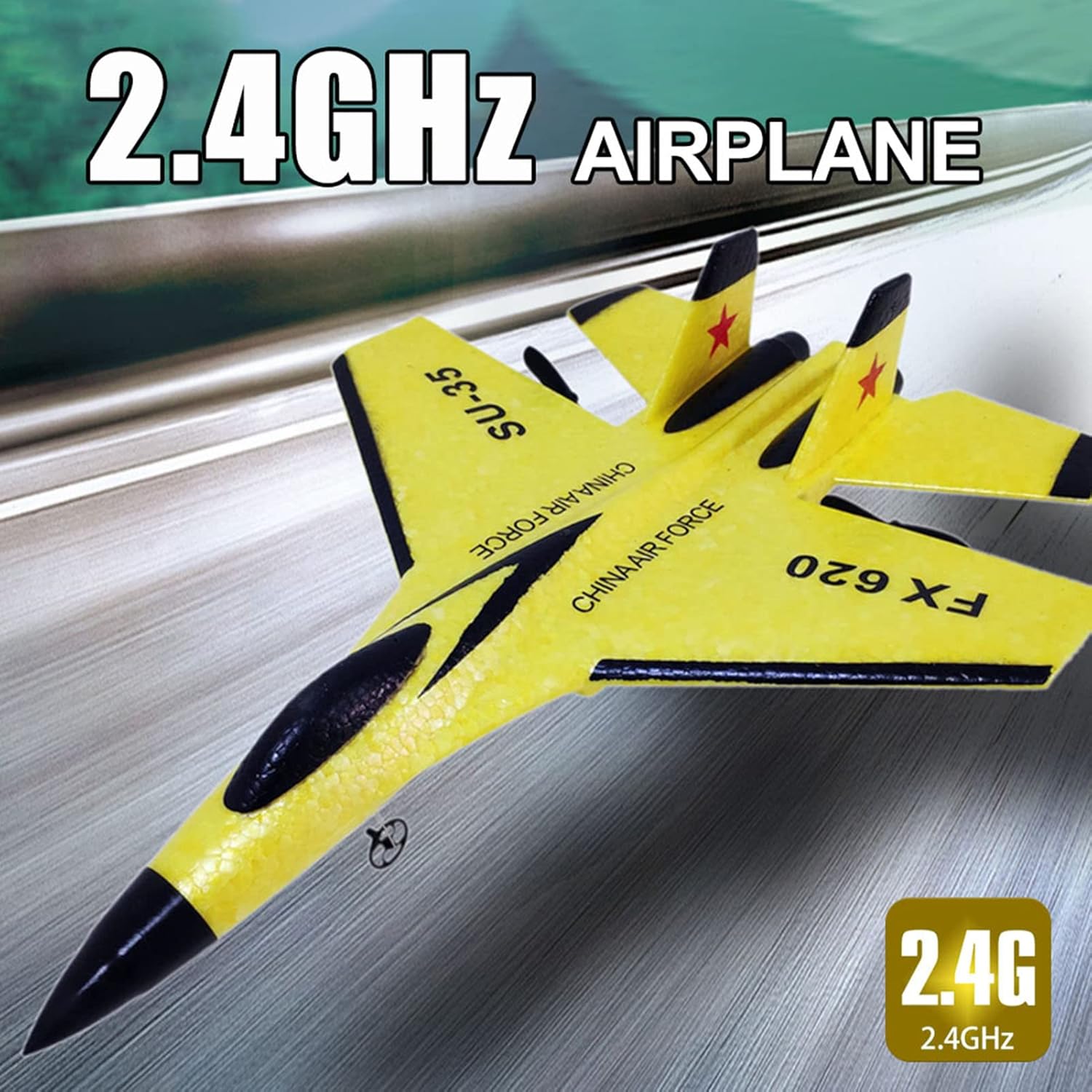 FX620 Remote Control Airplane, 2.4GHz, 2-Channel SU-35 RC Glider with 3-Axis Gyro, EPP Model Aircraft for Outdoor Flight, Includes 2 Batteries - Ideal for Kids & Adults