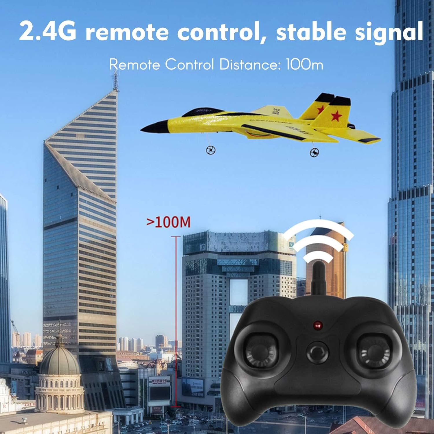 FX620 Remote Control Airplane, 2.4GHz, 2-Channel SU-35 RC Glider with 3-Axis Gyro, EPP Model Aircraft for Outdoor Flight, Includes 2 Batteries - Ideal for Kids & Adults